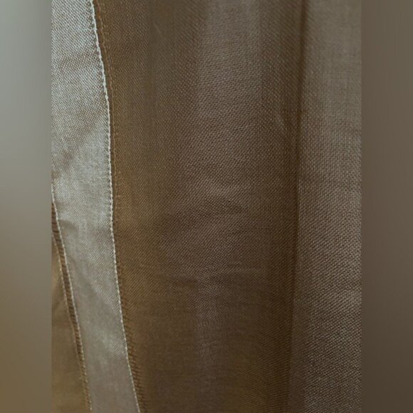 Silk-Like Brown & Beige Striped Scarf With Fringe By Si Li Da - Picture 3 of 6